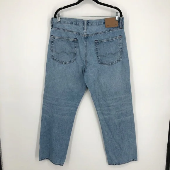 American Eagle Mens Relaxed Straight Jeans‎ Size 36x29 Light Wash - Picture 8 of 16